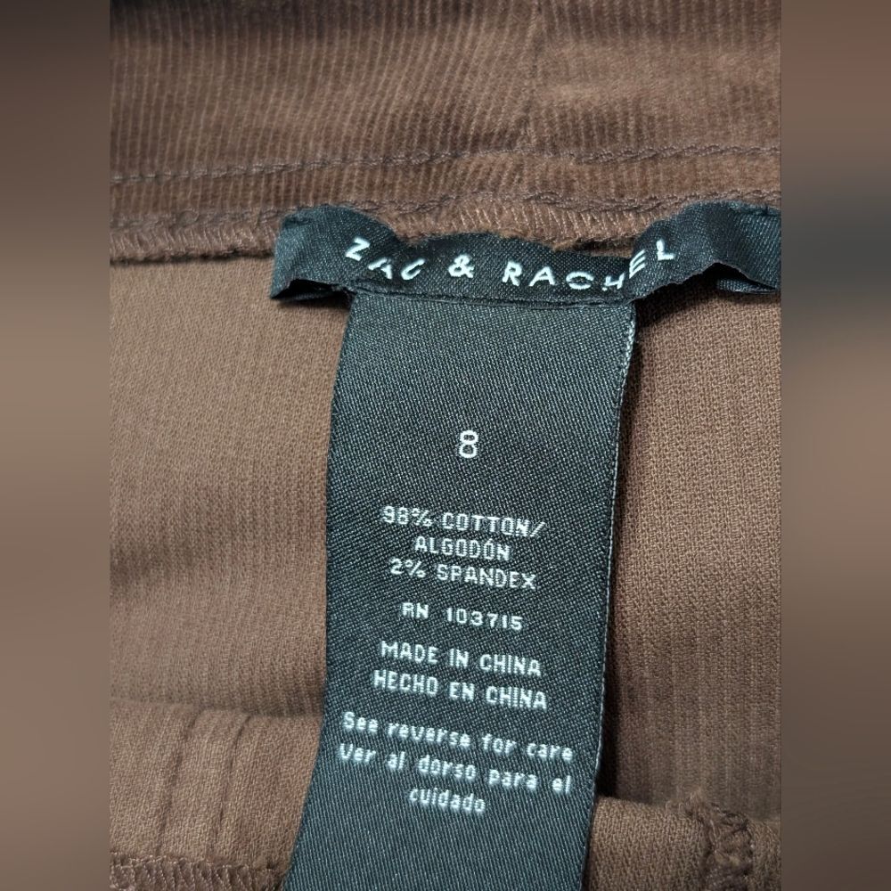 Zac & Rachel Chocolate Brown Corduroy NWT Wide Leg Pants 8 Patch Pocket 70s - Picture 7 of 9